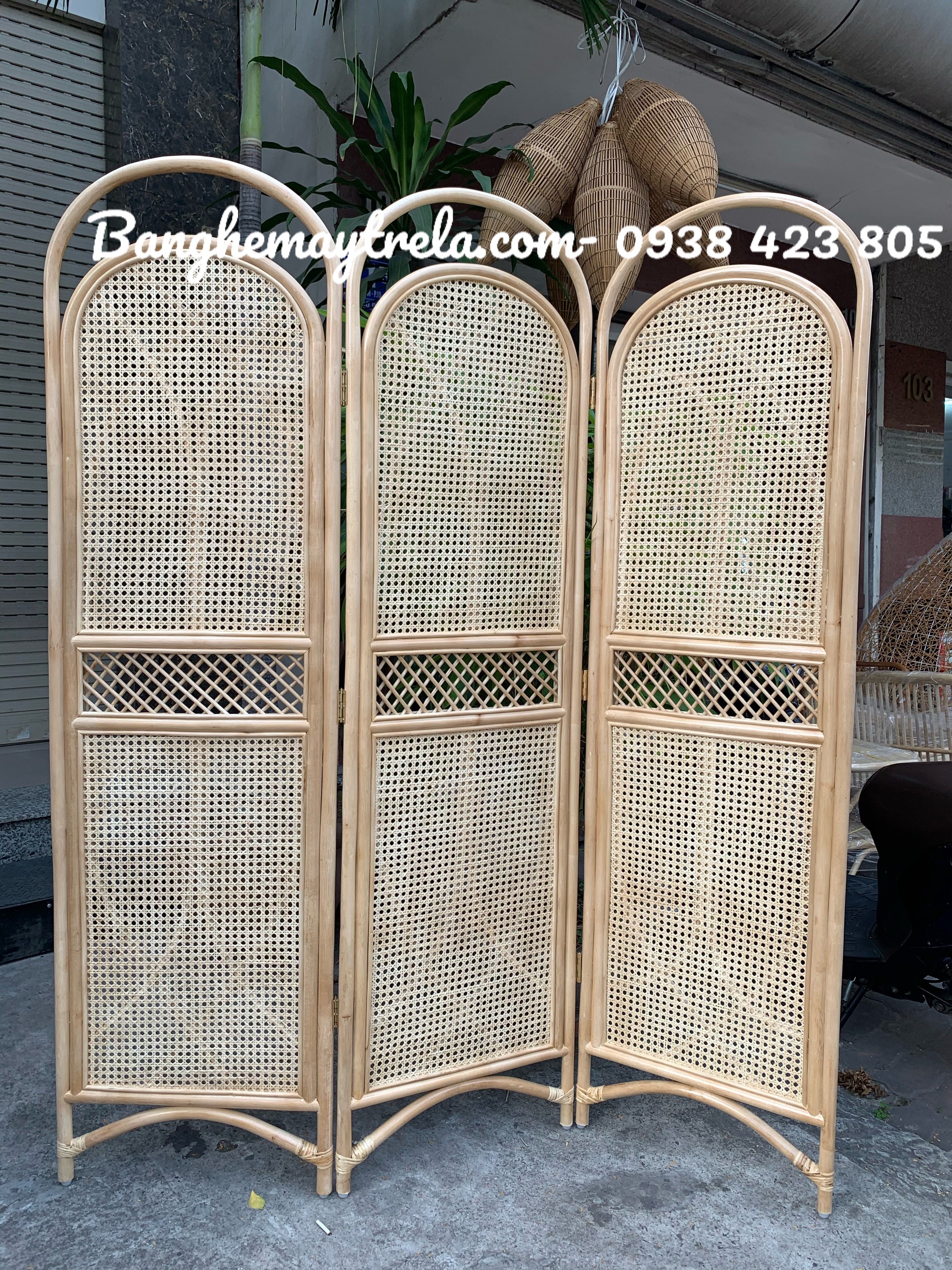 Vách bình phong mây tre